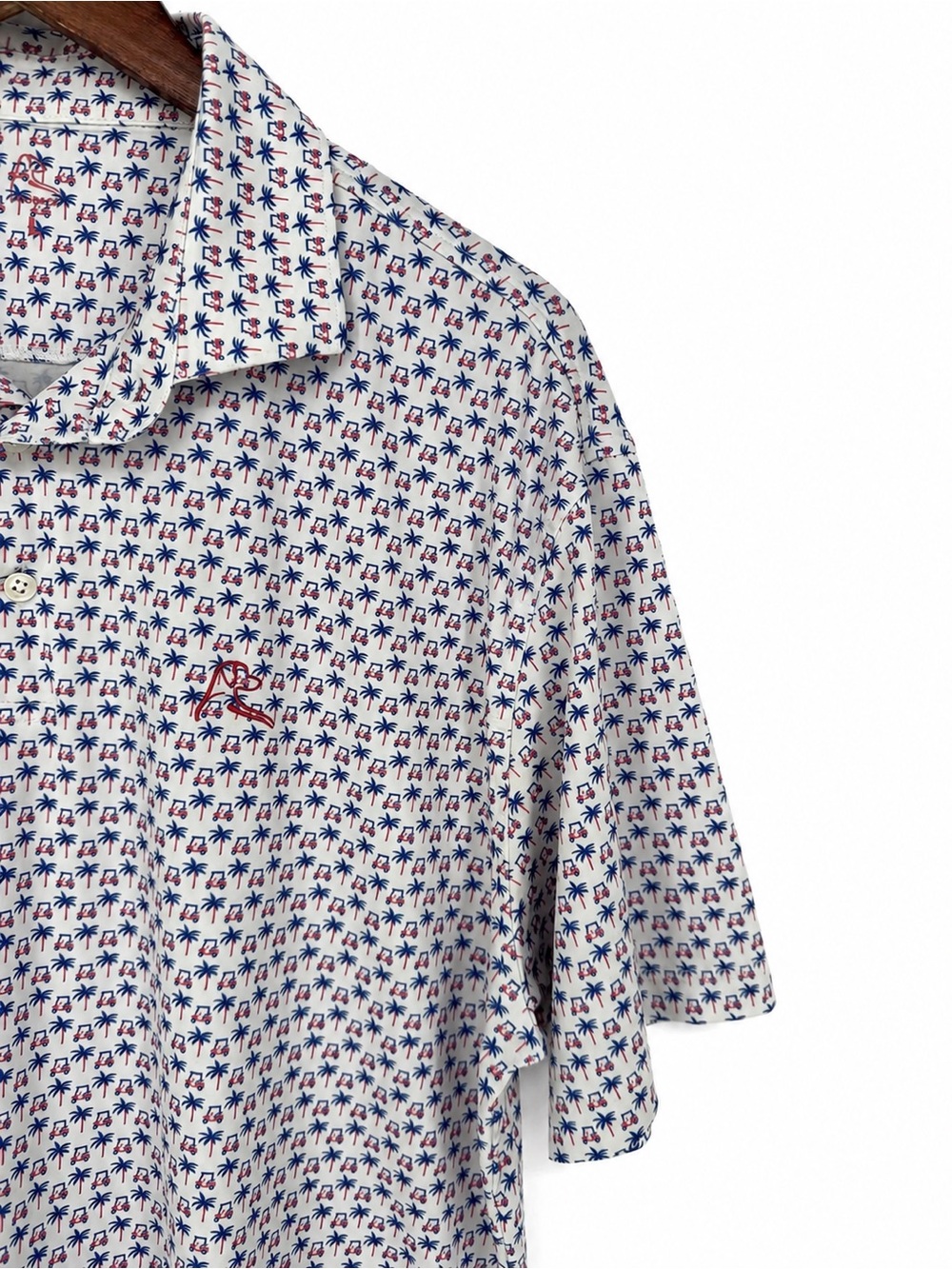 Rhoback Short Sleeve Performance Polo Large White Multicolor Golf Cart Preppy
